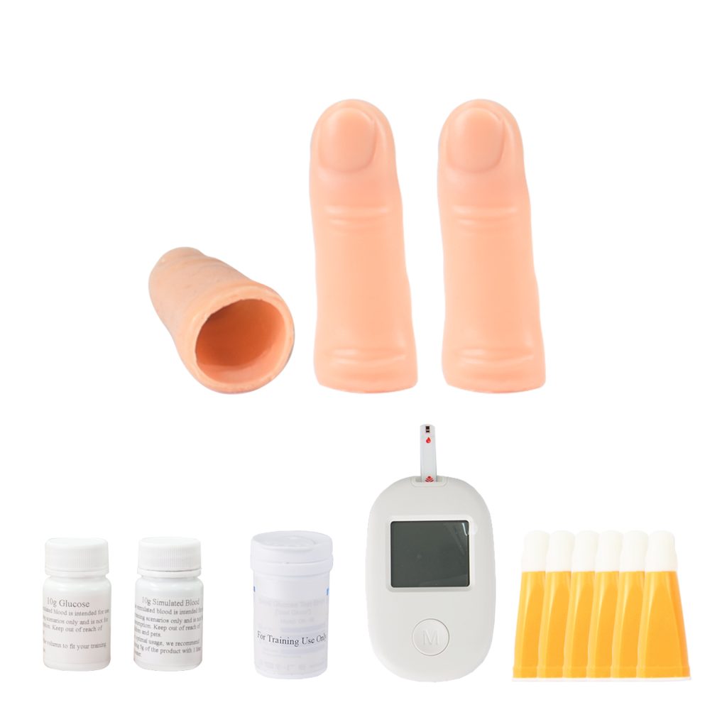 Blood glucose testing finger simulator