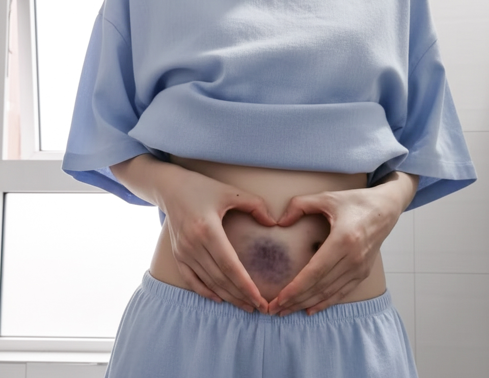 bruise after
injection in stomach