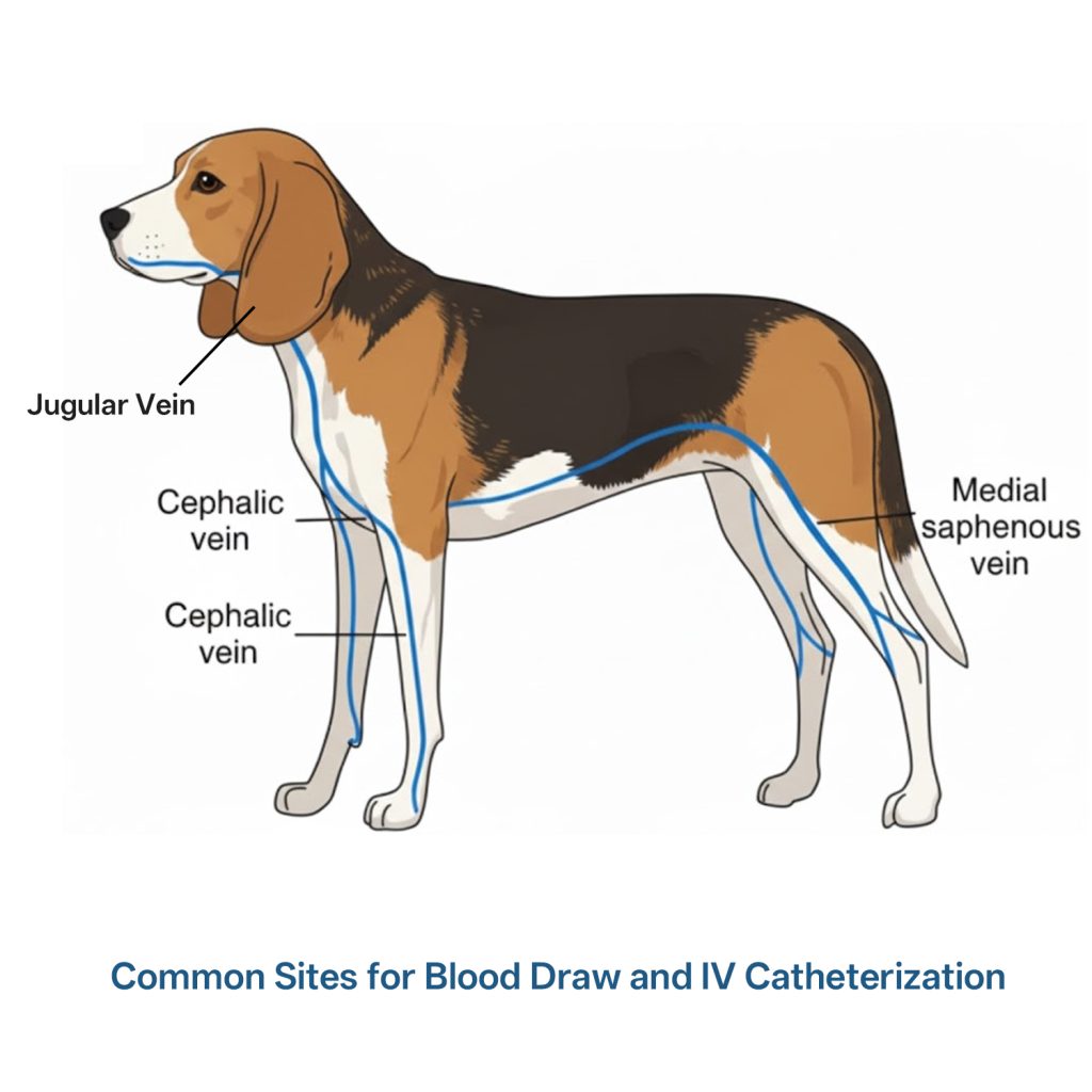 common sites for dog IV catheterization