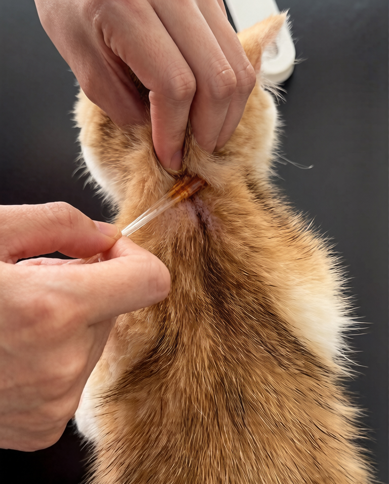 Subcutaneous injection tent technique in a dog