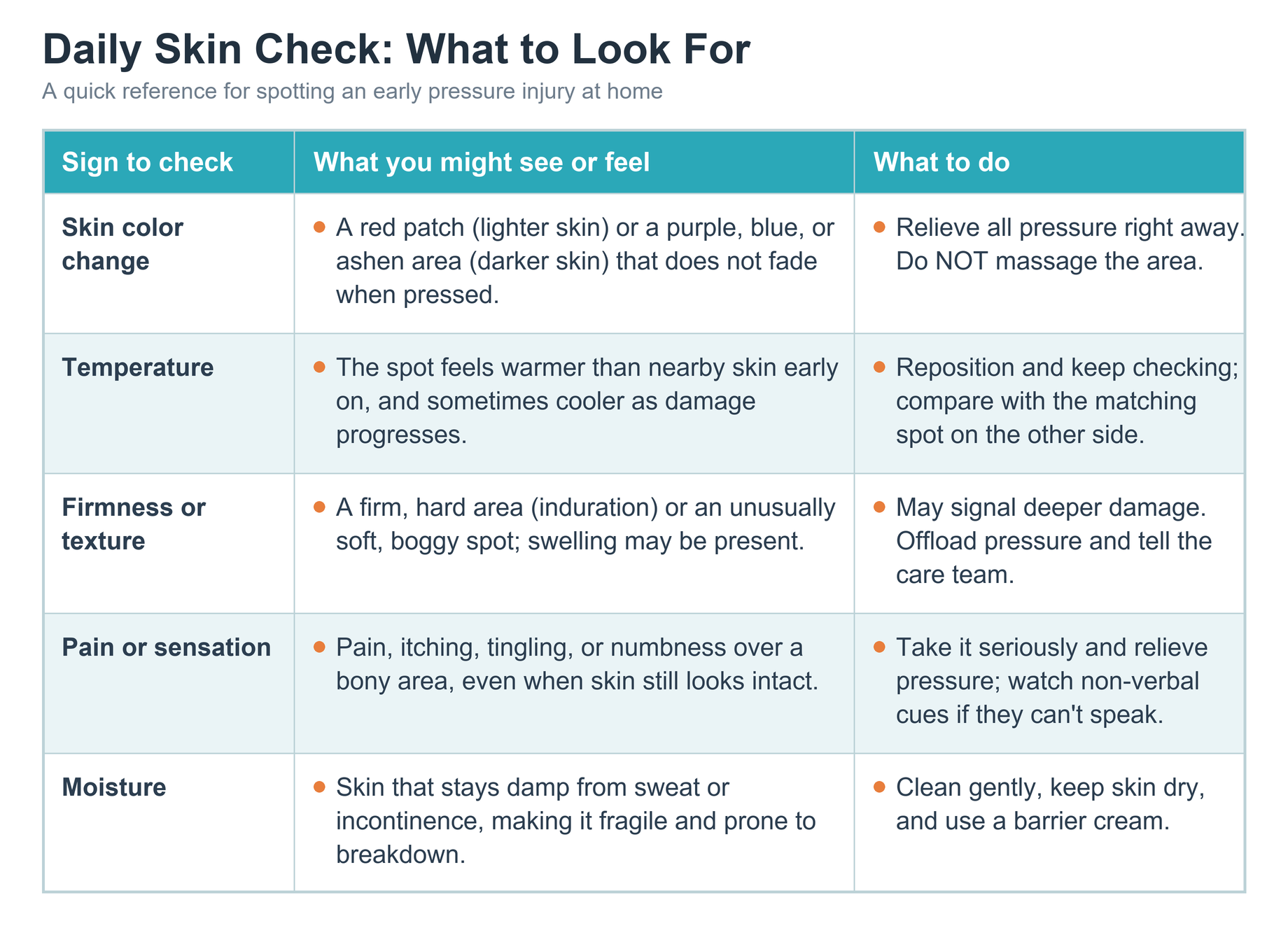 Daily skin check guide for spotting an early pressure injury