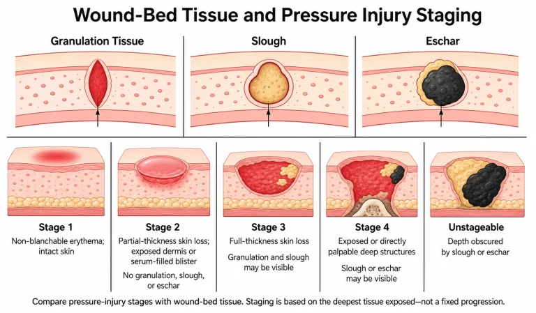 Granulation Tissue in Wound Healing: Healthy vs Hypergranulation, Slough, and Eschar